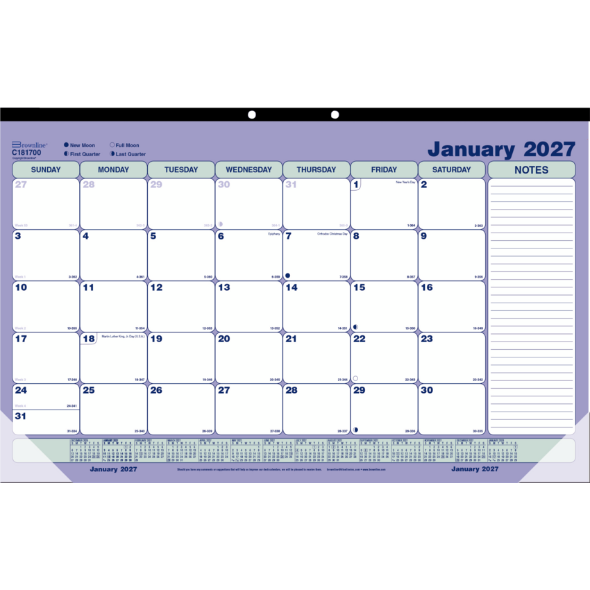 Brownline® Monthly Desk/Wall Calendar 17-3/4" x 10-7/8" English