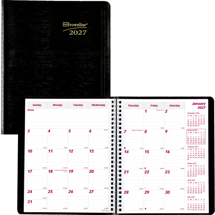Brownline® Essential Monthly Diary 16 Month Soft Cover Brownline® Essential Monthly Diary 16 Month Soft Cover 11" x 8-1/2" English Black English Black