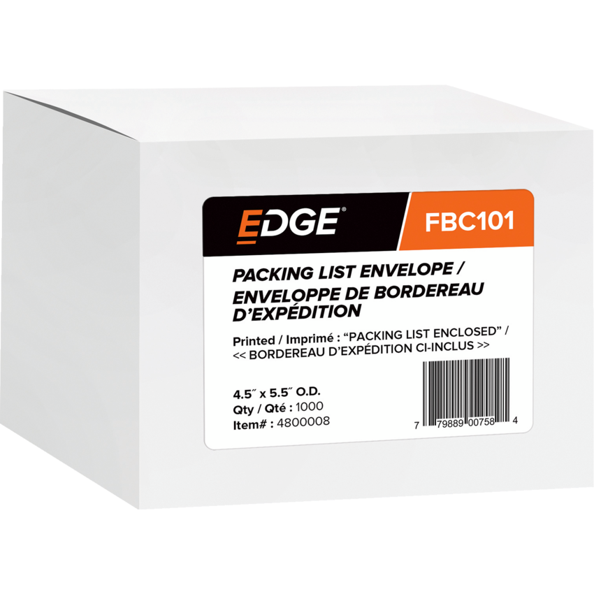Edge Packing Slip Envelopes Printed 4-1/2" x 5-1/2" 1,000/cse