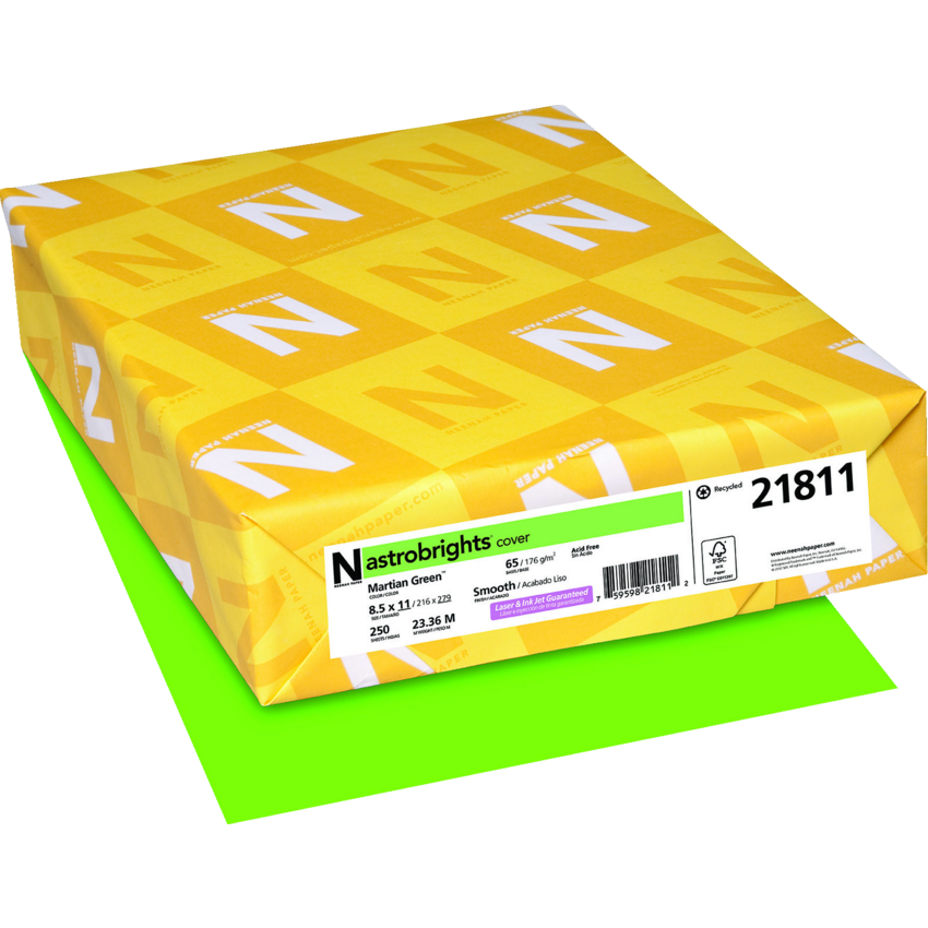 Neenah Astrobrights® Paper Cover Stock Letter Martian Green 250/pkg