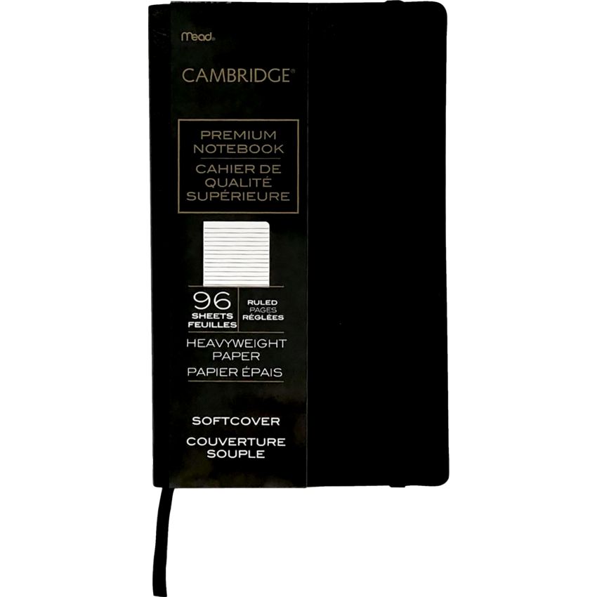 Mead® Cambridge® Premium Soft Cover Notebook 8-1/4" x 5" Black