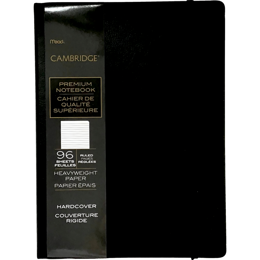 Mead® Cambridge® Premium Hard Cover Notebook 8-1/4" x 5" Black