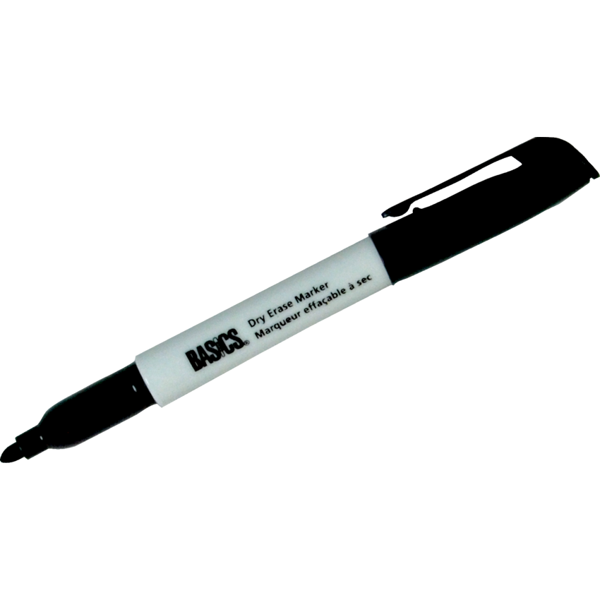 Basics® Dry Erase Pen-Style Markers Fine Tip Black 12/box