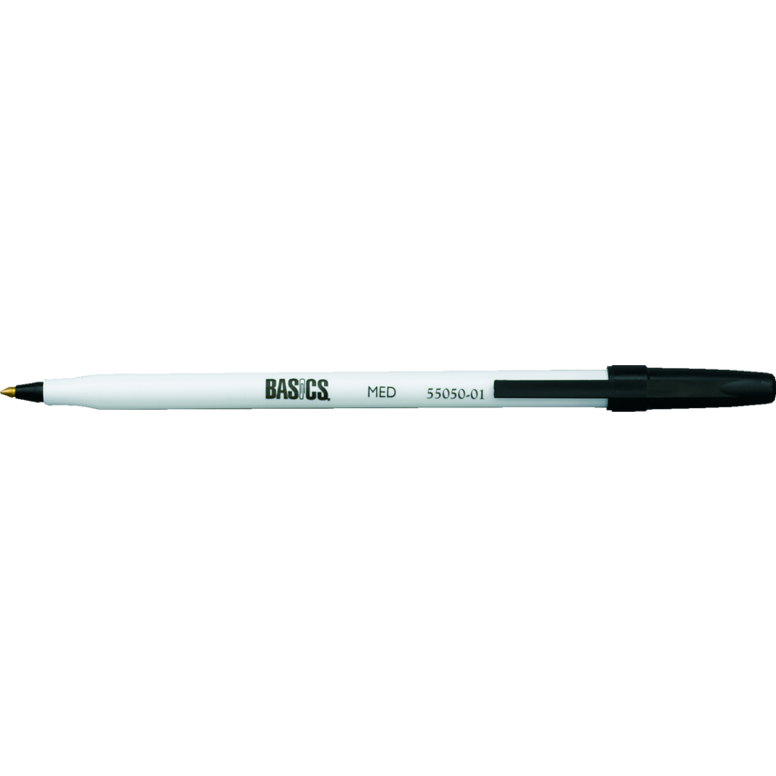 Basics® Stick Pen Medium Point Black 12/box