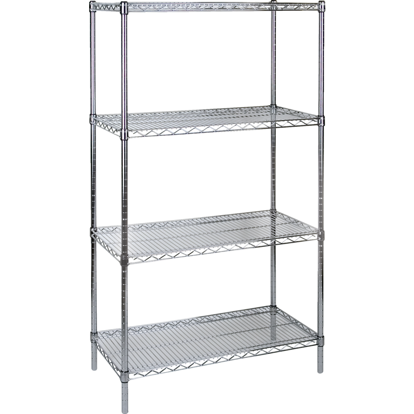 Kleton® Heavy Duty Chromate Wire Shelving 4 Shelves 36"W x 18"D x 63"H