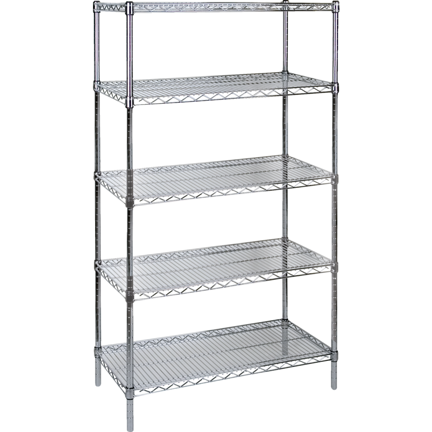 Kleton® Heavy Duty Chromate Wire Shelving 5 Shelves 48"W x 18"D x 74"H