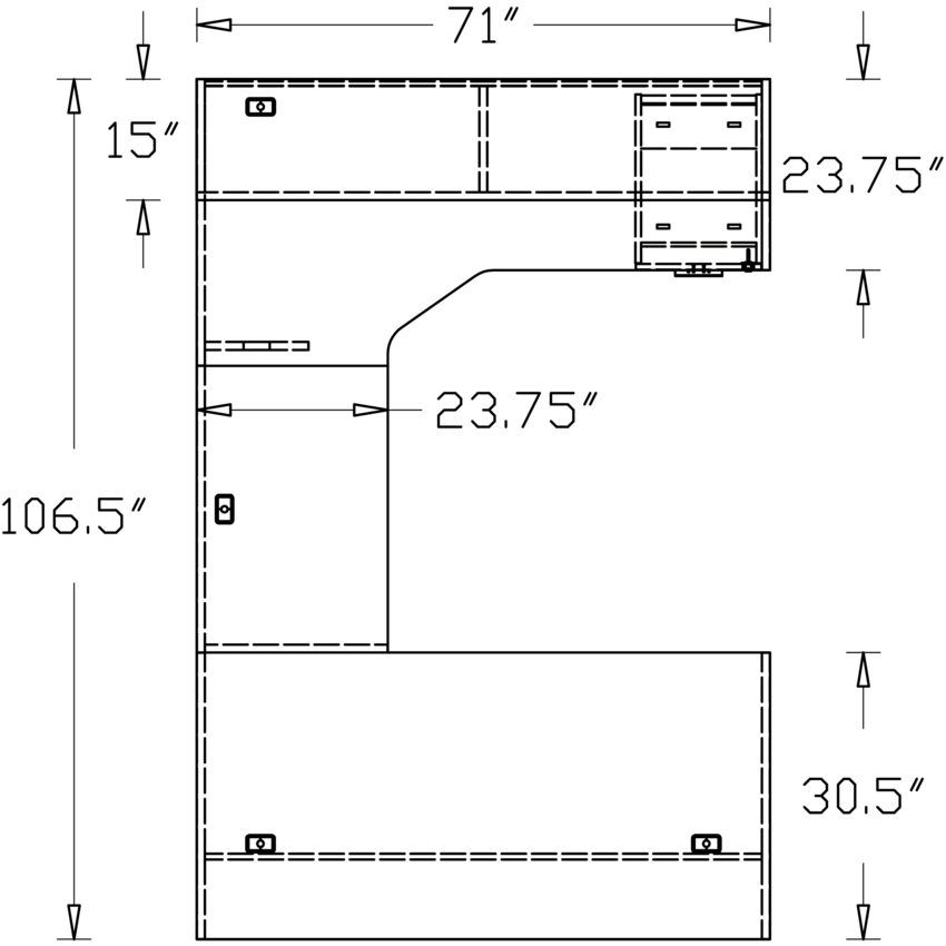 Heartwood Innovations Series U-Suite Workstation 72”W x 108”D x 29"H Winter Wood