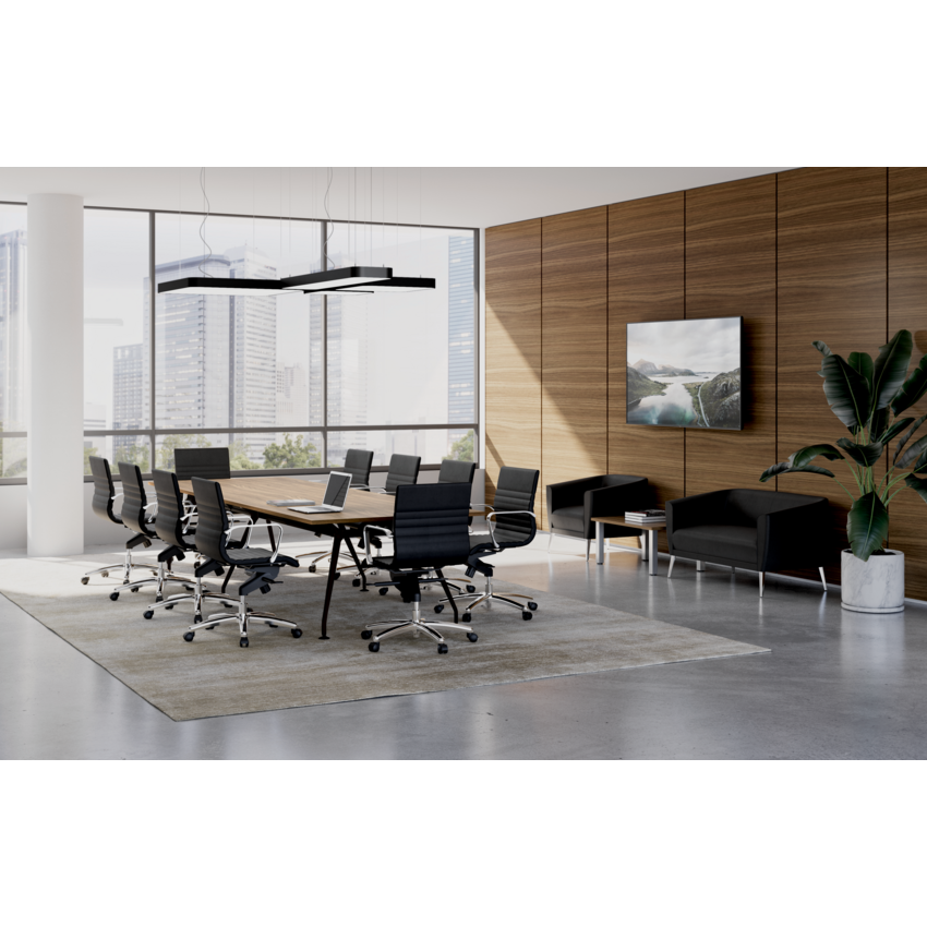 Heartwood Innovations Upscale Meeting Table Rectanglular 12 people Black Walnut/Black
