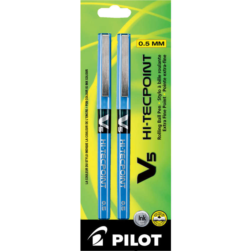 Pilot® Hi-Tecpoint V5 Roller Pen 0.5 mm Blue 2/pkg