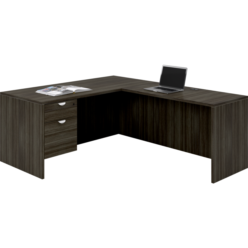 Heartwood Innovations Series L-Shape Desk 66"W x 72"D x 29"H Grey Dusk